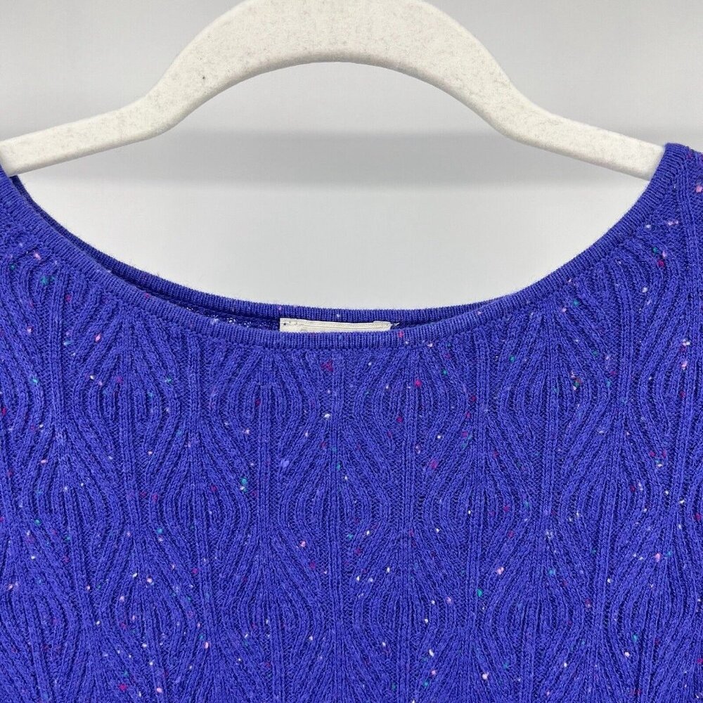 TALBOTS Sweater M Purple Confetti Knit Textured Round Neck Pullover Size Medium - Picture 3 of 11